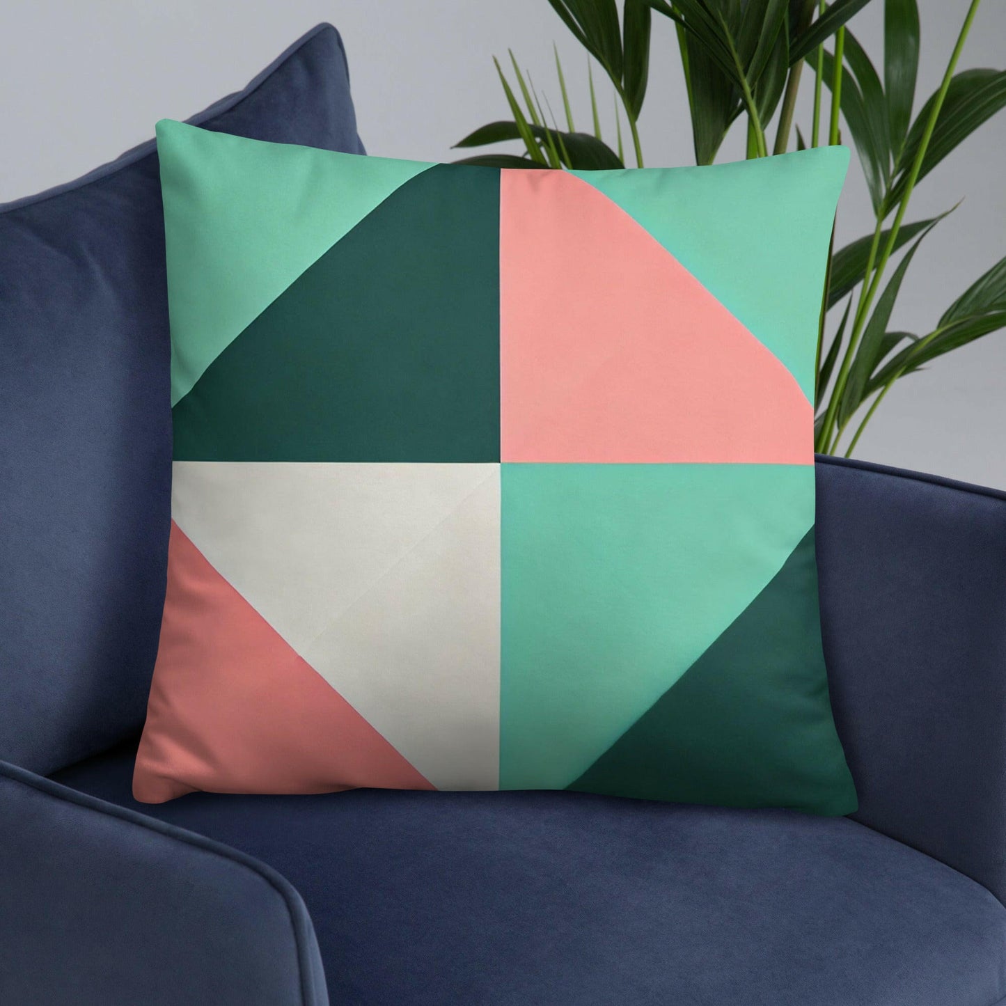 coussin bleu et rose