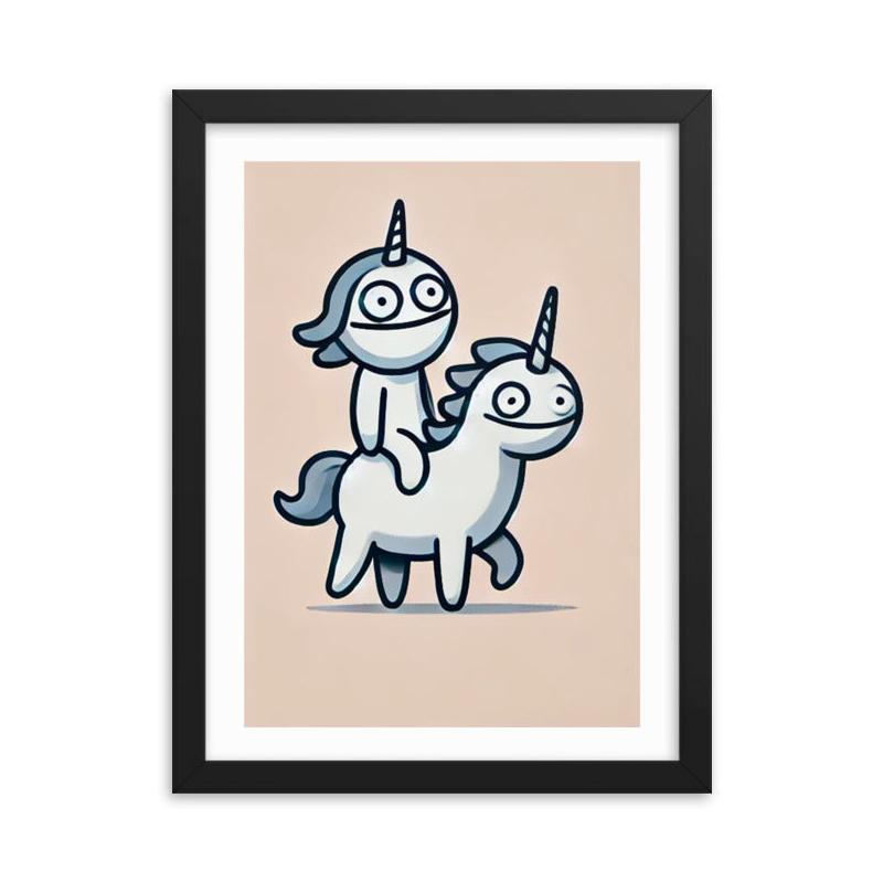 affiche licorne fond rose