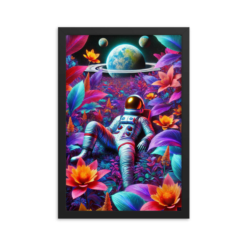 affiche astronaute cadre noir