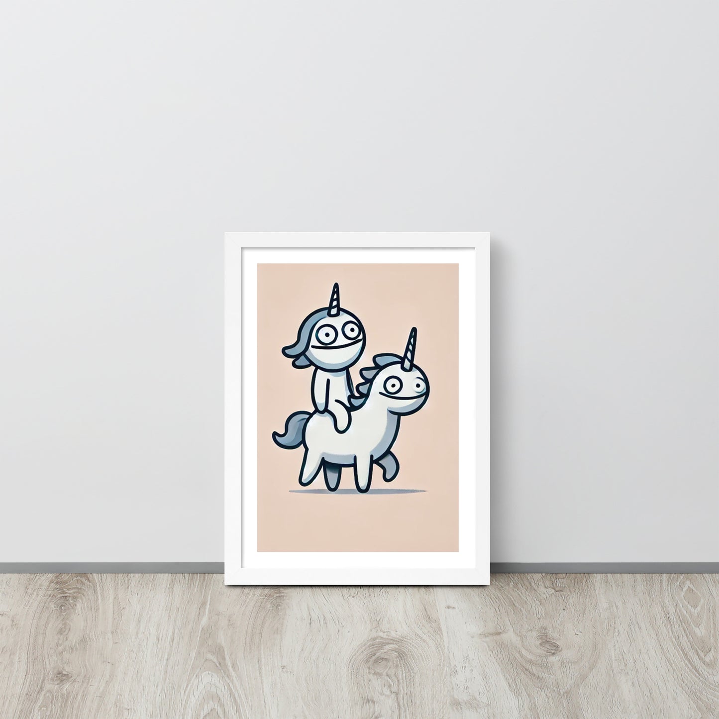 affiche licorne fond rose cadre