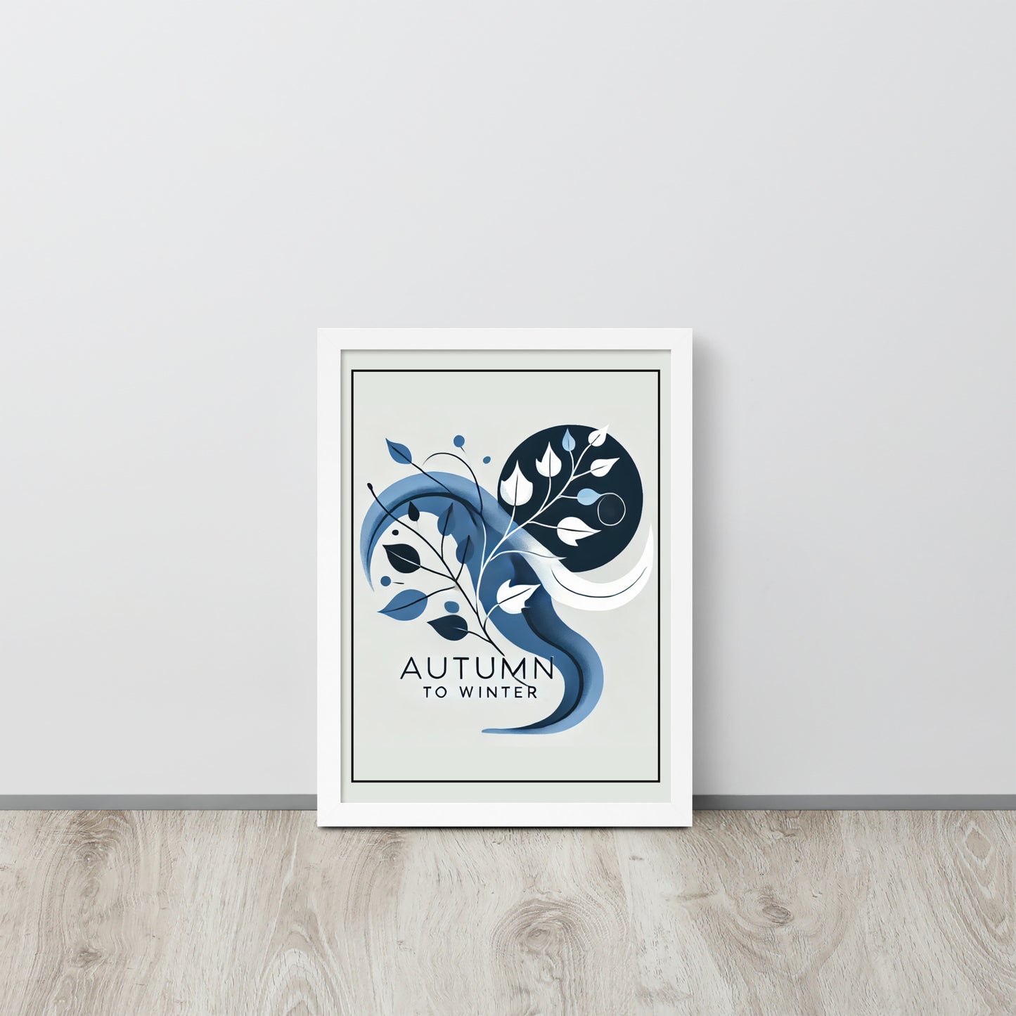 poster bleu automne cadre blanc