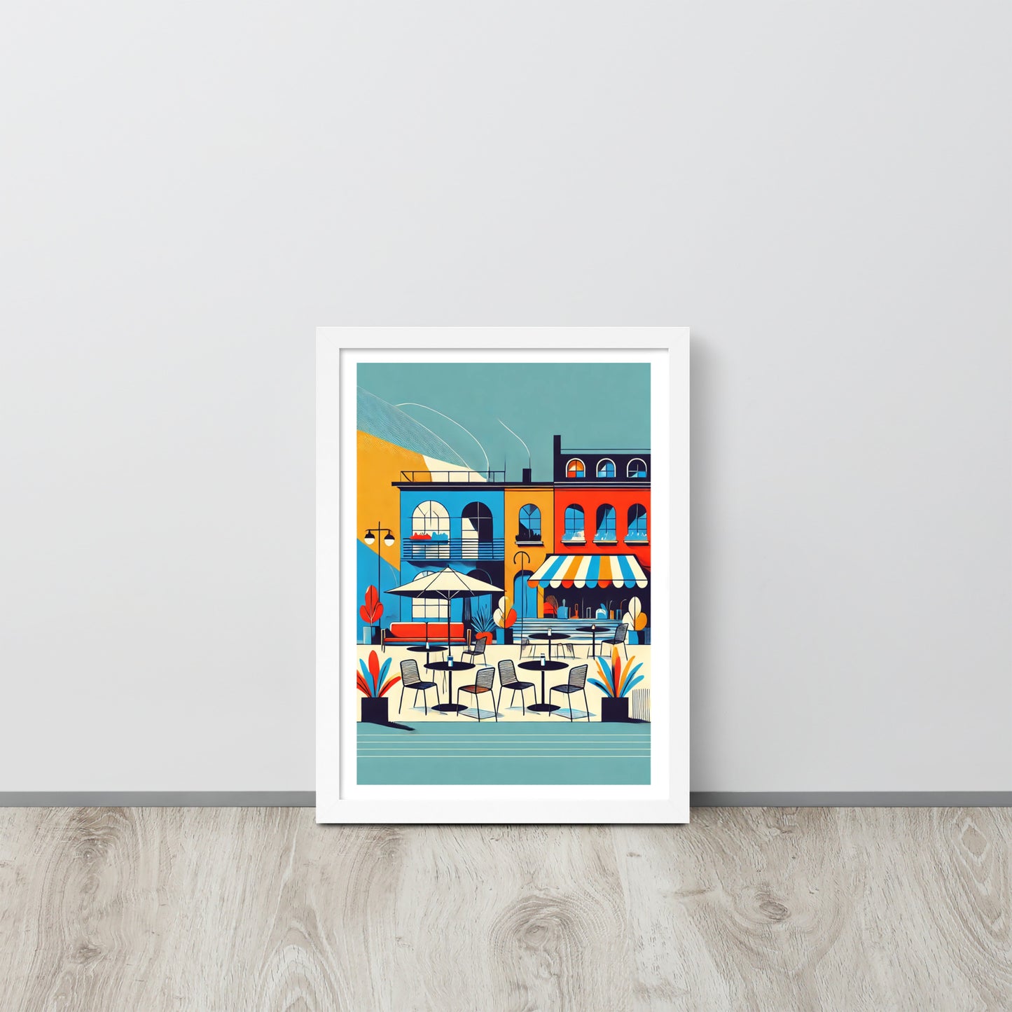 poster cadre blanc terrasse couleurs