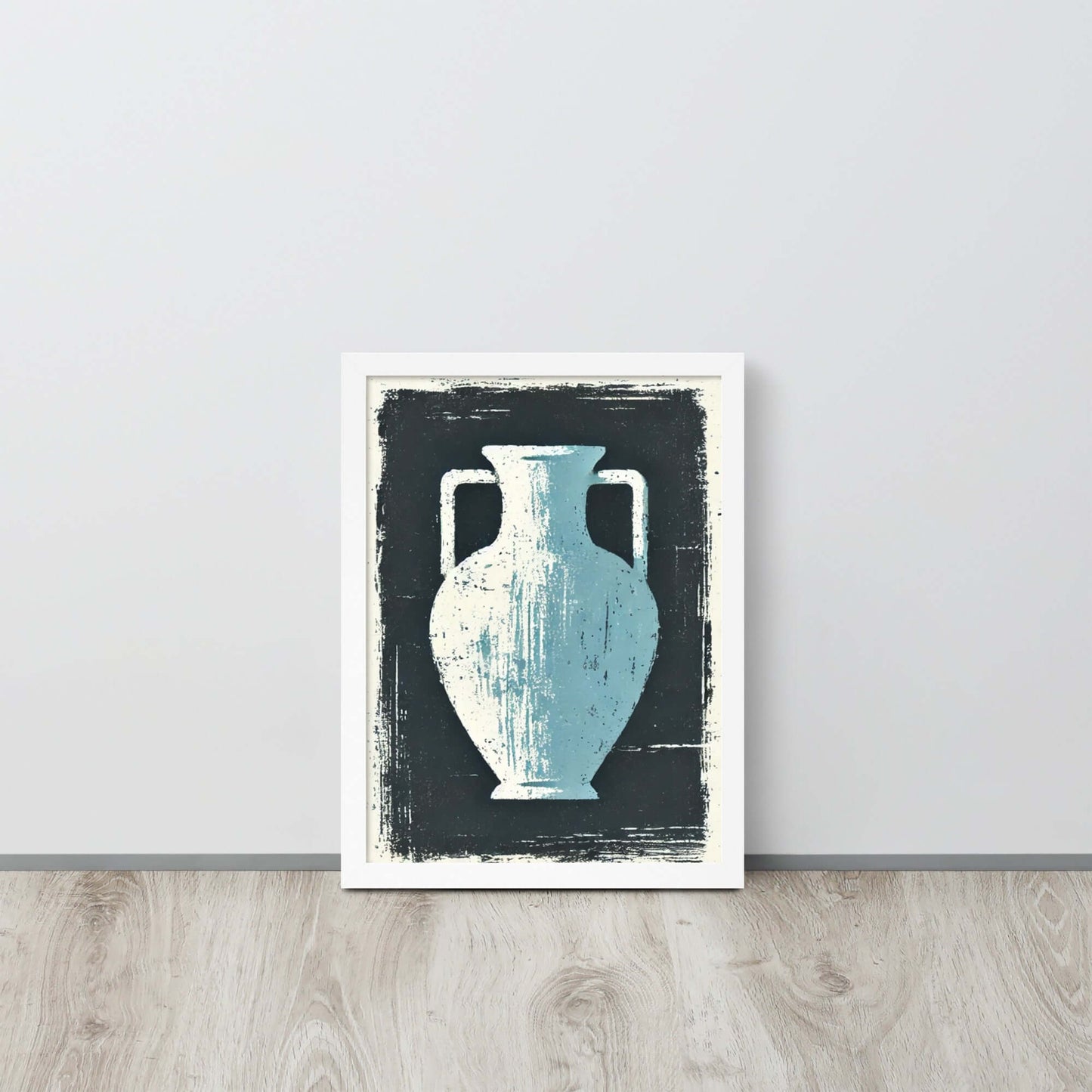 intérieur poster encadré vase antique bleu