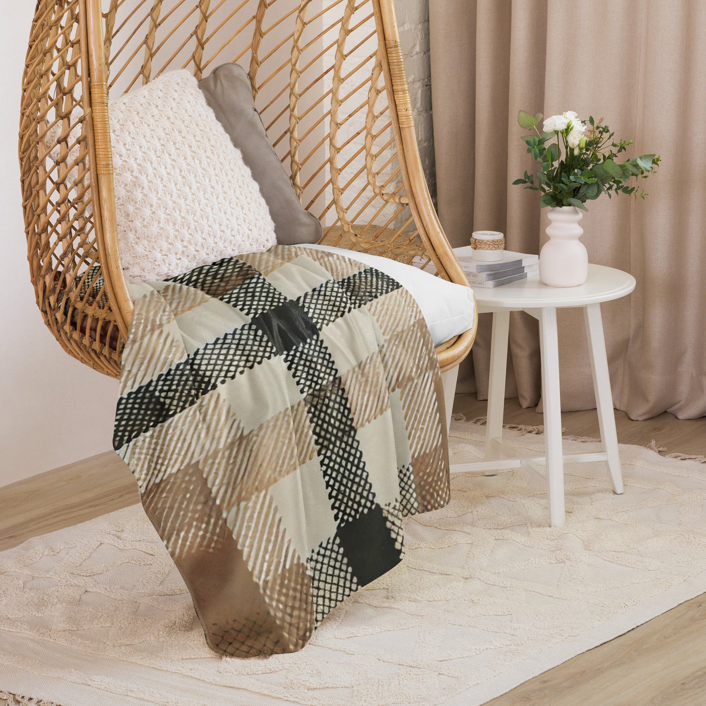 plaid sherpa ecossais chaise
