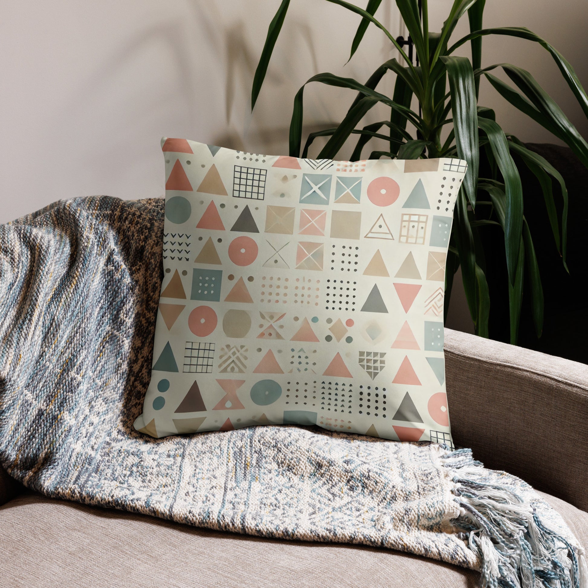 coussin forme geometrique beige