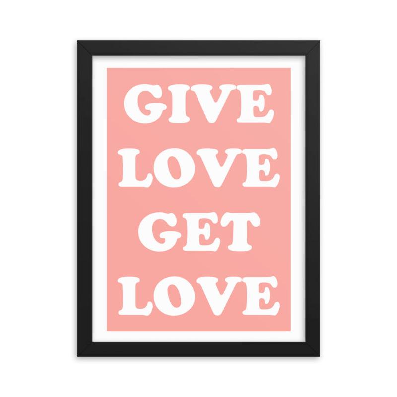 poster love cadre noir rose