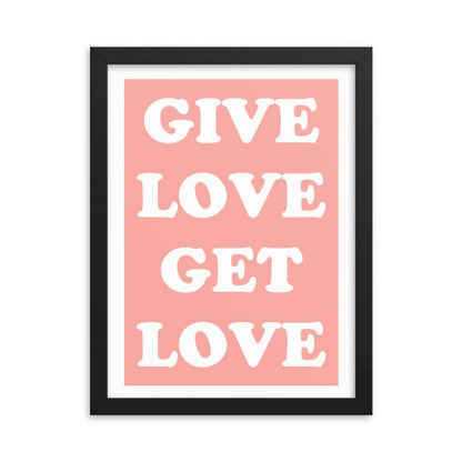 poster love cadre noir rose