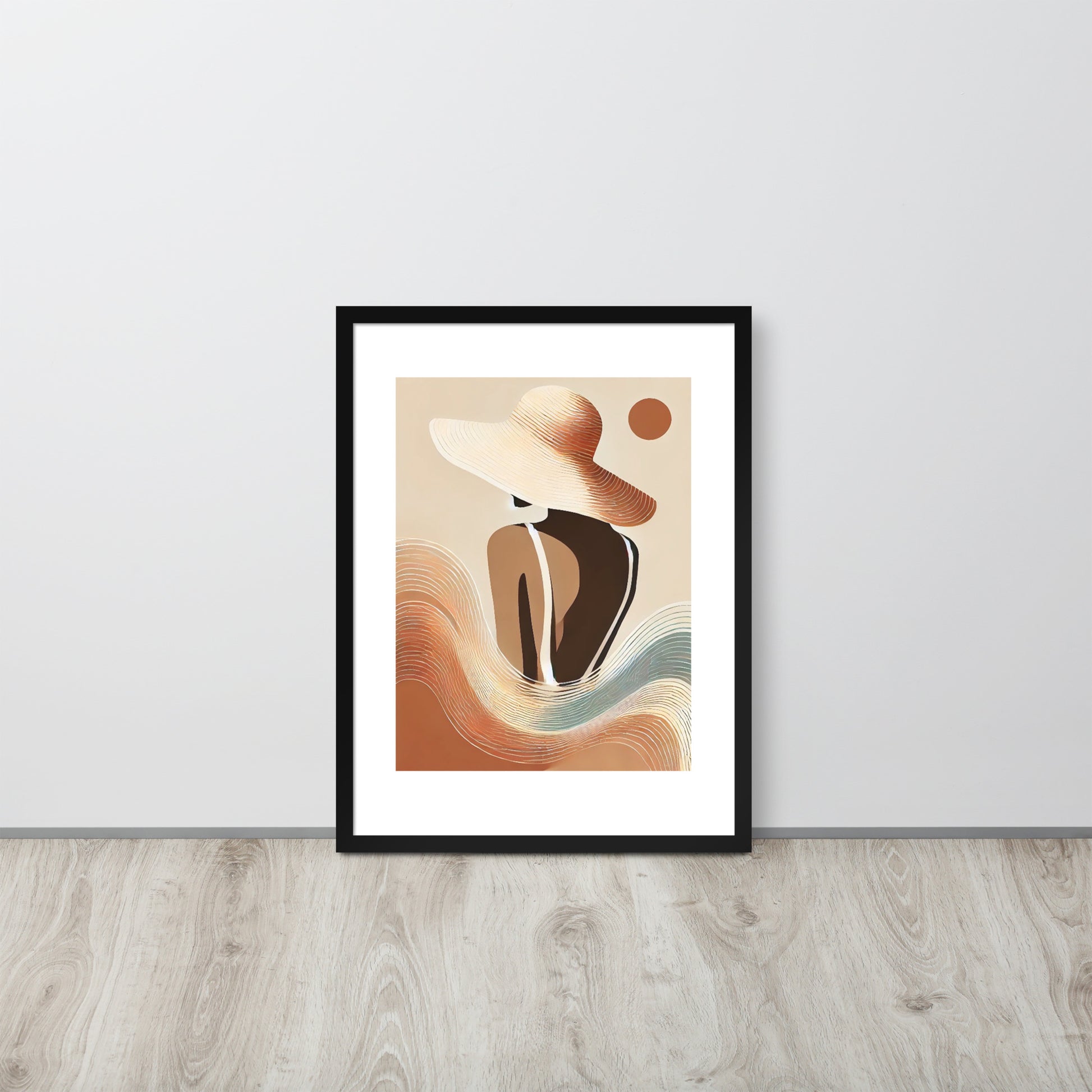 affiche cadre noir beige et marron femme