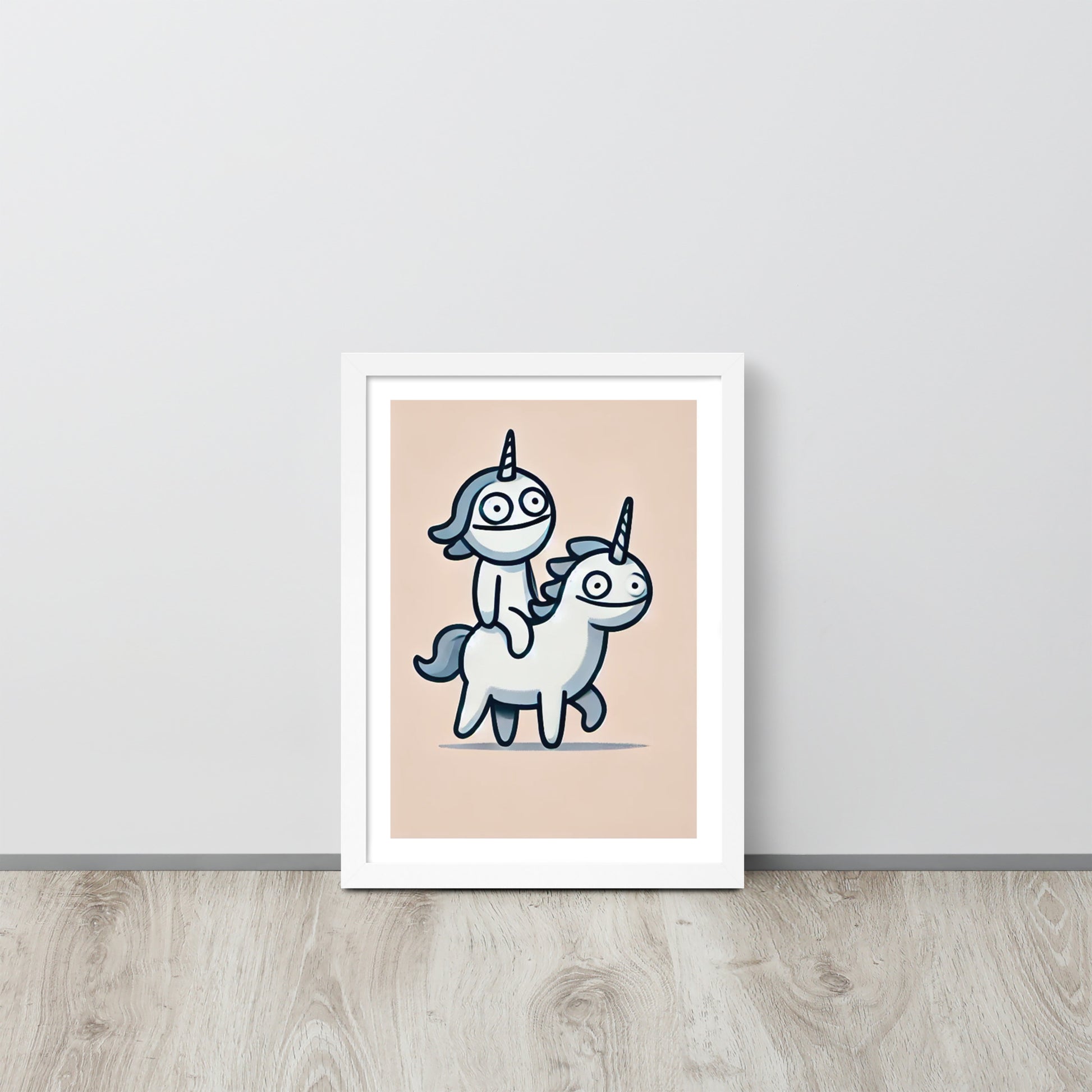 affiche licorne fond rose cadre 