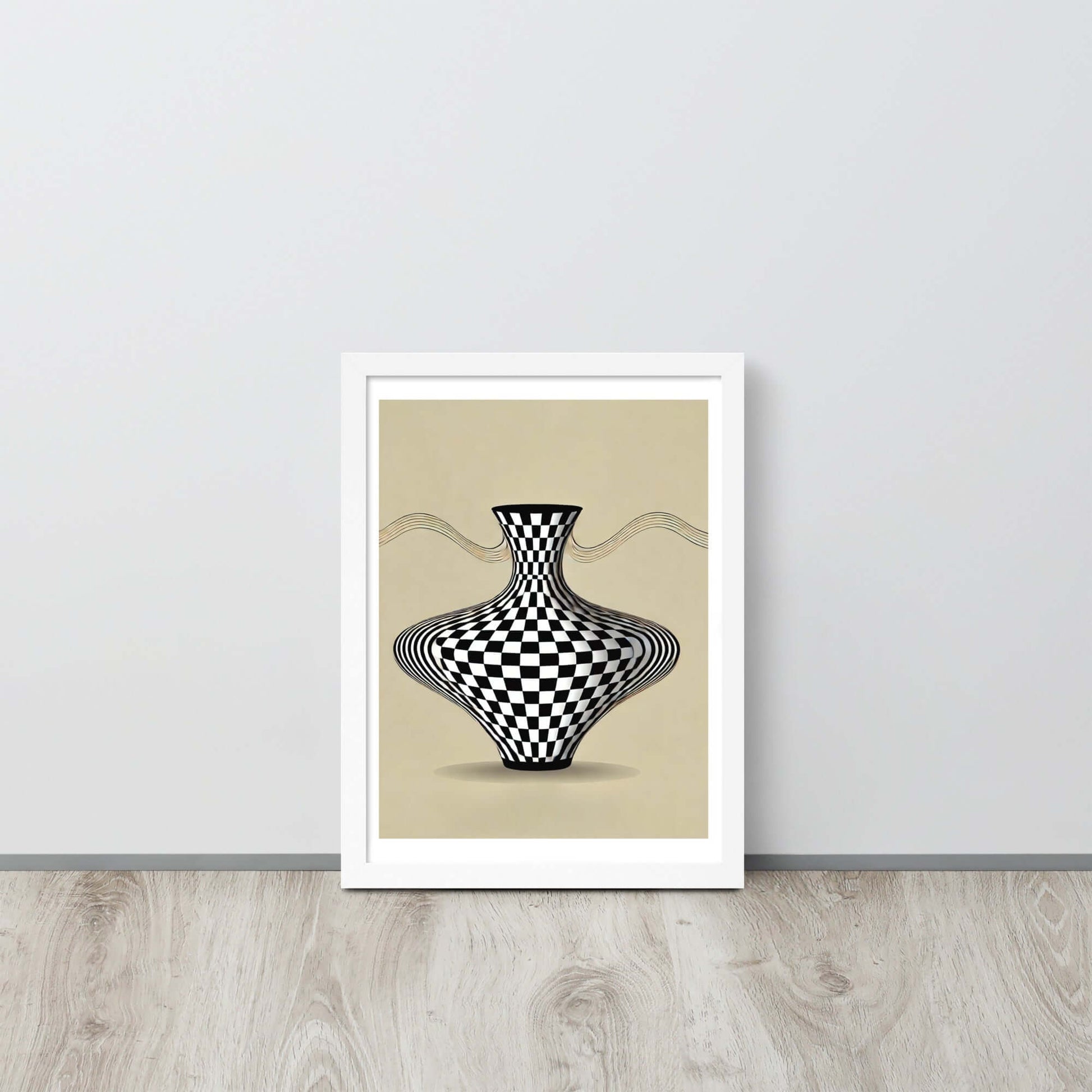 poster cadre blanc vase illusion fond beige