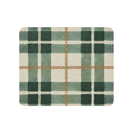 plaid sherpa vert et beige