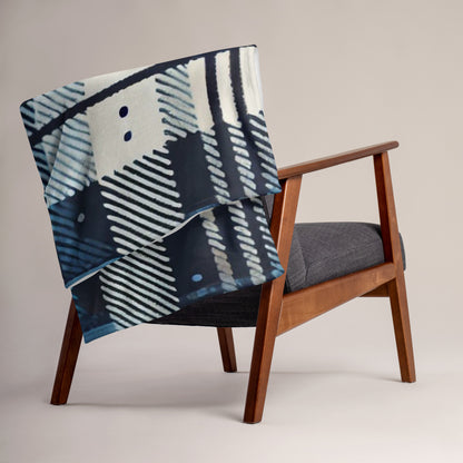 plaid carreaux bleu sur chaise